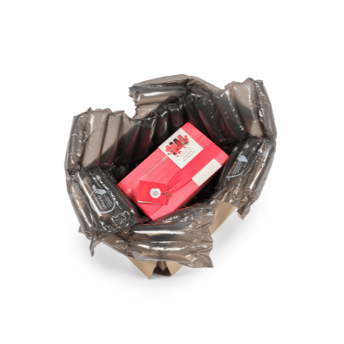 Luchtkussens als hoekbescherming verpakt met MINI PAK'R Retail